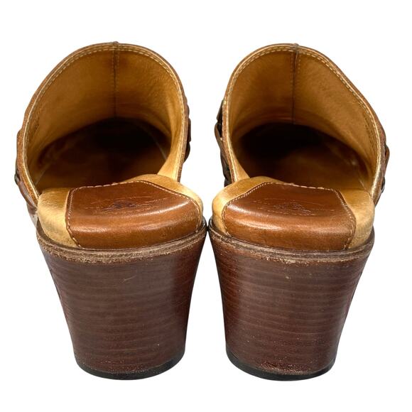 Frye Women’s Cheryl Triple Ring Brown Leather Mule Clog Size US 8.5 - Picture 8 of 11